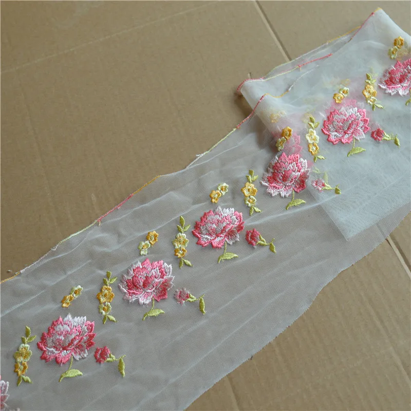 

(14 ярдов/лот) ширина 17 см, белая сетка, блестящий розовый узор, вышивка, цветочное кружево, отделка, нижнее белье, шарф, платье, ткань, бюстгальтер, юбка