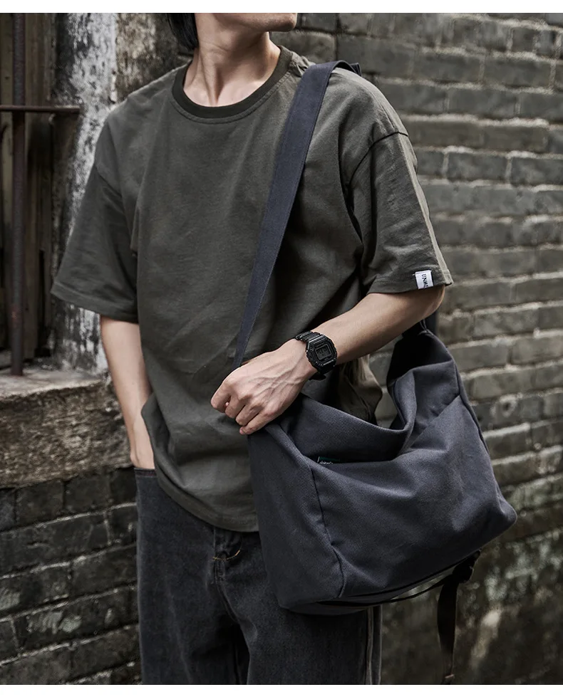 Imagem -02 - Vintage Casual Canvas Square Shoulder Bolsa para Homens Travel Crossbody Bolsa Tudo Combinando Escola Laptop Viajante Mensageiro Cor Sólida Homens