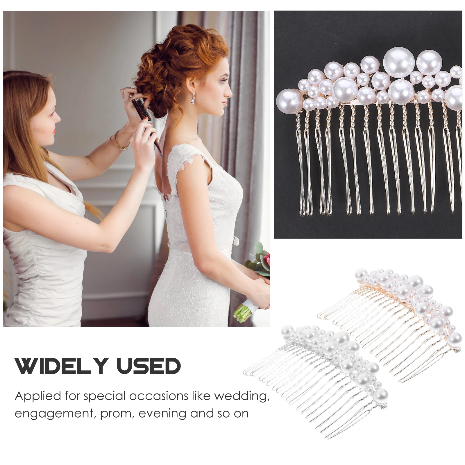 

2pcs Bridal Wedding Accessories Pearl Comb Pins for Women Lightweight Metal Combs Pearl Hair Clips Decorative Combs for Special