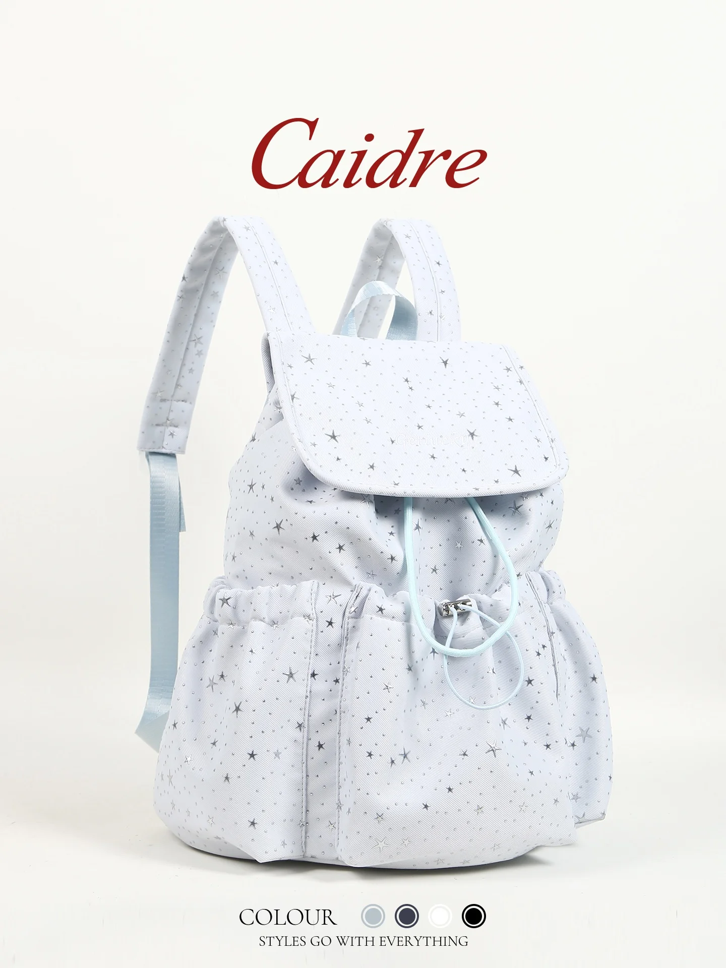 

Caidre Korean Style Polka Dot Star Women's Backpack Large Capacity Commuter Travel Bag Soft Handle Bucket Shape Backpack