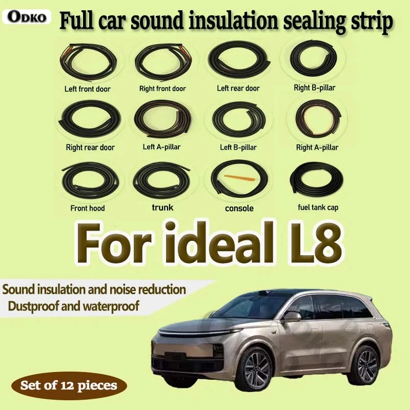 For ideal L8 Car Door Seal Strip Rubber Noise Insulation Dustproof Seal Strip Not easy to Fall off Car Accessories 12Pcs Set