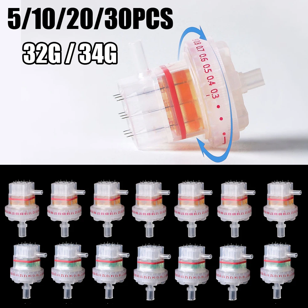 5-30PCS 32G/34G Medical Disposable Nine Needle Head Consumables Accessories Pain Free Beauty Ultra Fine Connection Machine