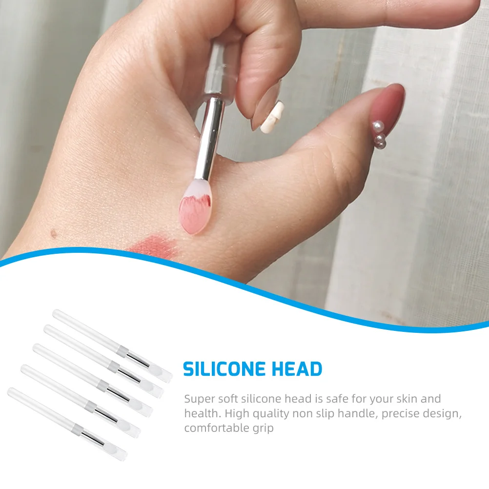 5 stuks make-up lippenborstel glad handvat siliconen applicator voor lippenbalsem oogschaduw vrouwen professionele schoonheidstoolset