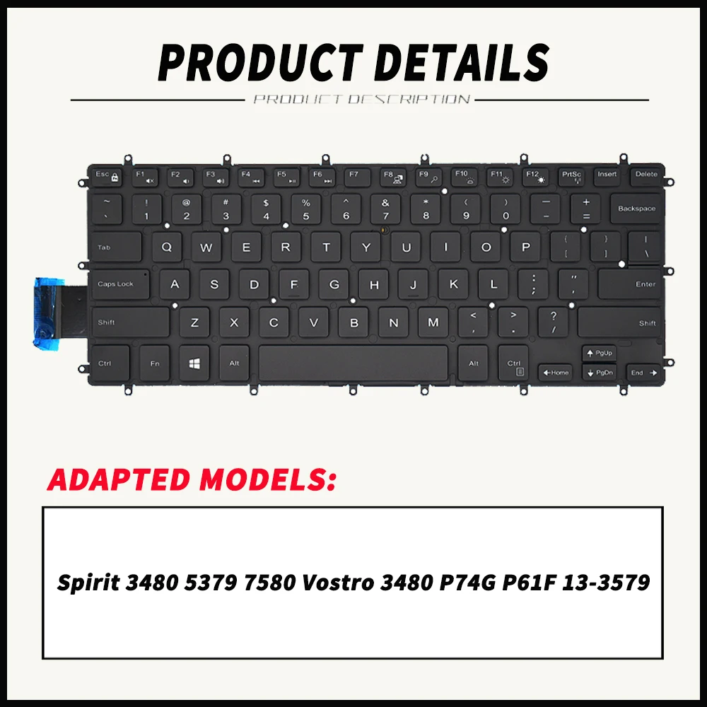 Clavier d'ordinateur portable pour Dell Spirit, 3480, 5379, 7580, Tystro 3480, P74G, PÉgalement F, 13-3579