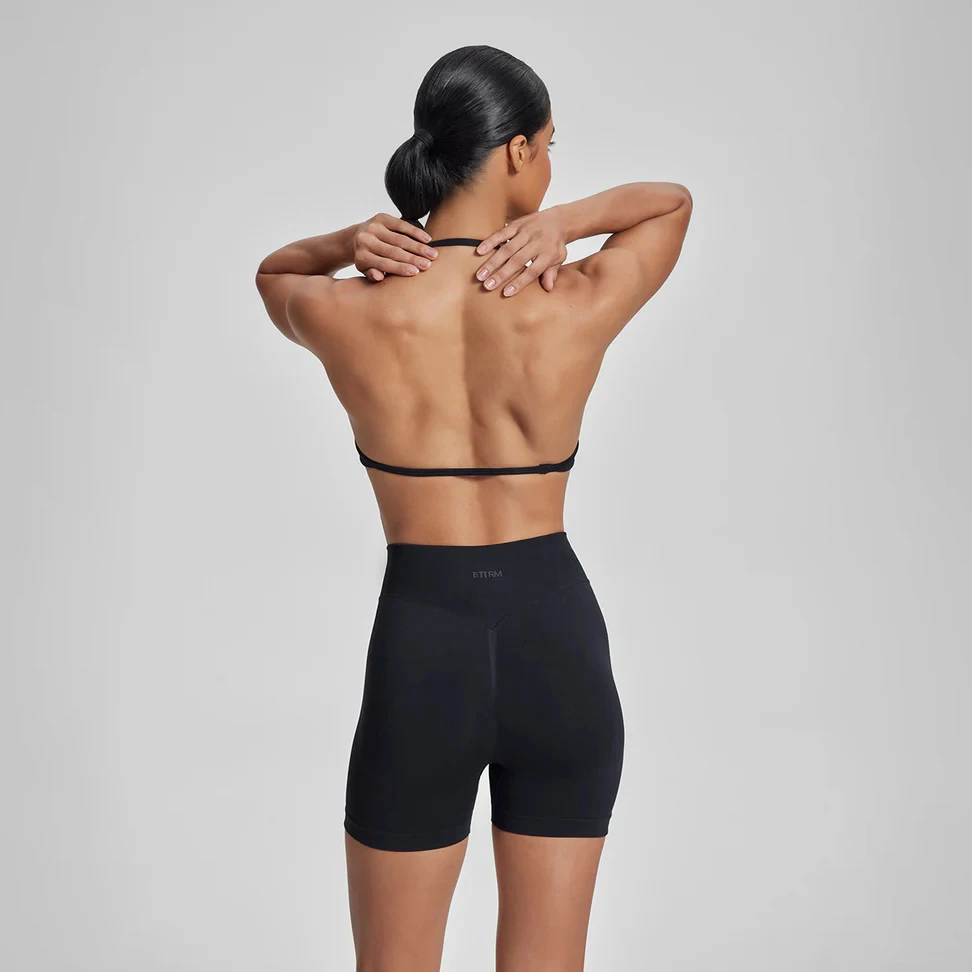 BetterMe Impact Strappy Bra Gym Top Women High Support Thin Strap Halter Sports Seamless Bras Scrunch Push-up Workout Yoga Tanks