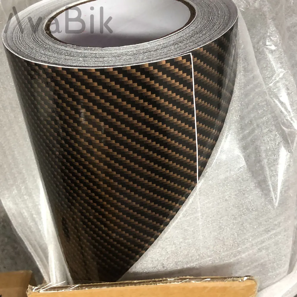 

20/50cm x152cm High Glossy 2D Gold Carbon Fiber Vinyl Car Wrap Film with Air Release Self Adhesive Decal Sticker Car Accessories