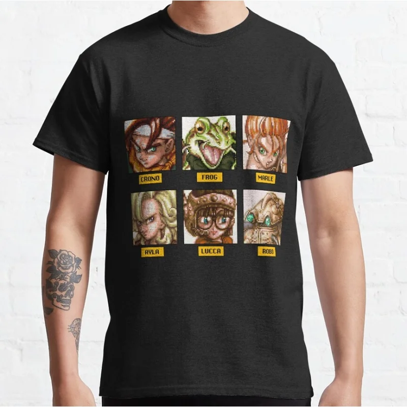 

Chrono Team Final Fantasy Gift t shirt for RPG gamer 100% cotton printed tee Men's Short Sleeve Graphic Clothes All size tops