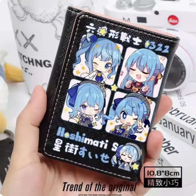 Anime Hoshimati Suisei Hololive Fashion Wallet PU Purse Card Coin Hasp Money Bag Cosplay Gift B1524 Anime
