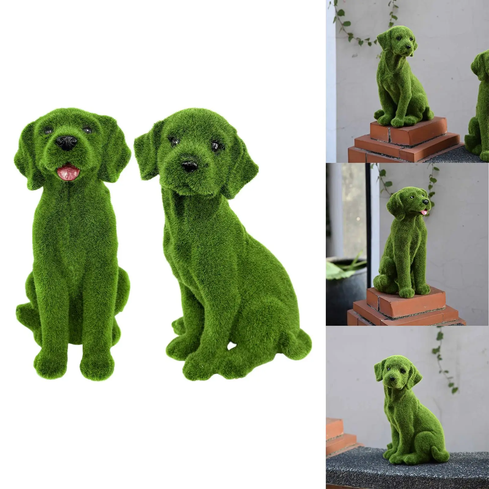 

Garden Flocked Dog Statue Yard Ornament Decoration Garden Accessory Adorable Flocking Animal Figurine for Backyard Outdoor