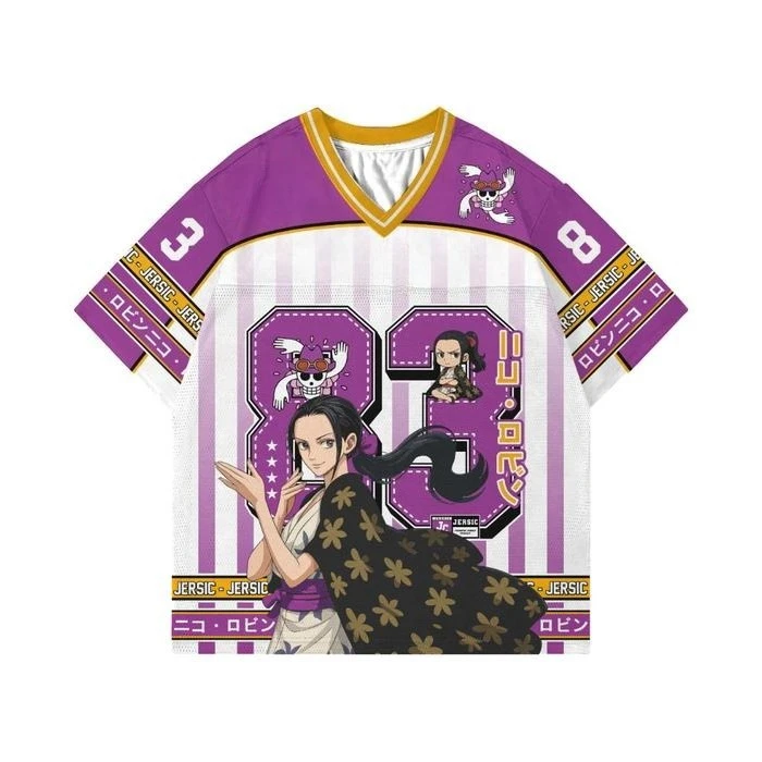 83 جيرسي قطعة واحدة نيكو روبن أنيمي الكورية نمط Kpop البيسبول الهوكي تي شيرت موضة الشارع الشهير أنيمي اليومية للجنسين بلايز تيز