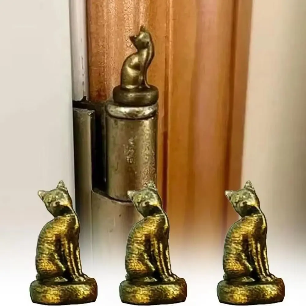 3Pcs/set Adorable Cat Hinge Head Unique Decorative Animal Hinge Heads Ornaments ​ With Magnetic Little Kittens Figurines Door