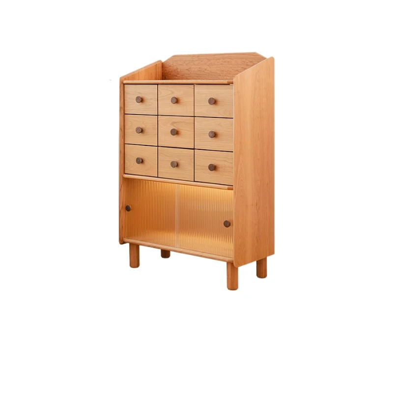 

All solid wood nine-grid cabinet, living room chest cabinet, cherry wood wall drawer cabinet, storage cabinet