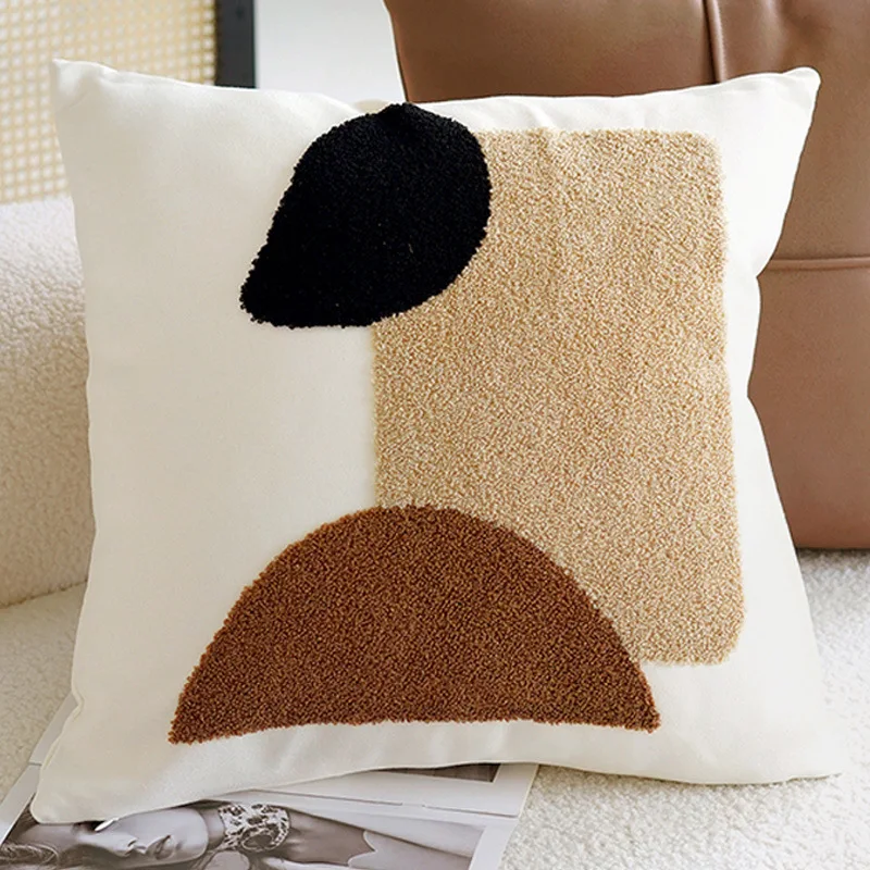 45x45CM Brown Vintage Nordic Throw Pillow Cover Cream Light Luxury Sofa Cushion Waist Cover Simple Decorative Pillowcase