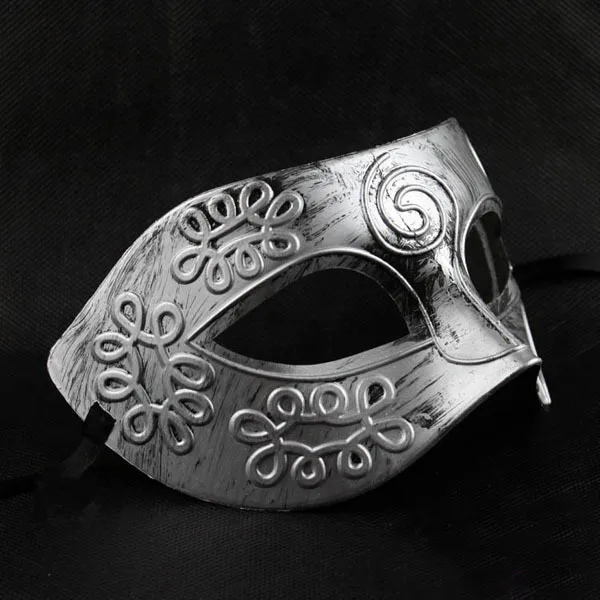 Maska maskaradowa dla mężczyzn w stylu greckim i rzymskim, nakrycie twarzy, dodatek do kostiumu na Halloween, trwały plastik, rozmiar dla dorosłych, 18 cm x 9 cm