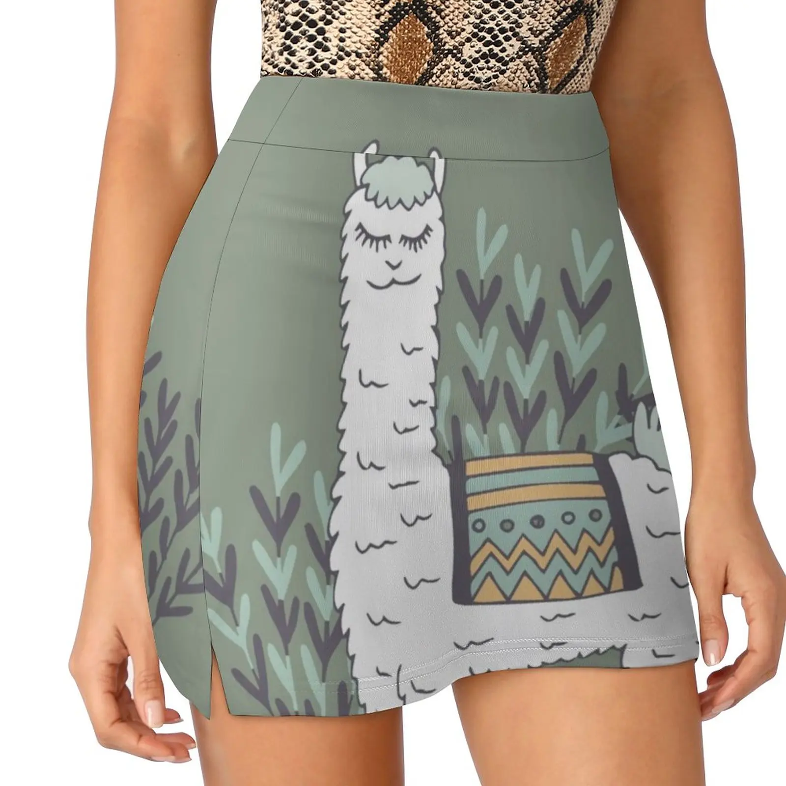 Smug Llama Women's skirt Sport Skort Skirt With Pocket Fashion Korean Style Skirt 4Xl Skirts Llama Alpaca Cute Animals Smug