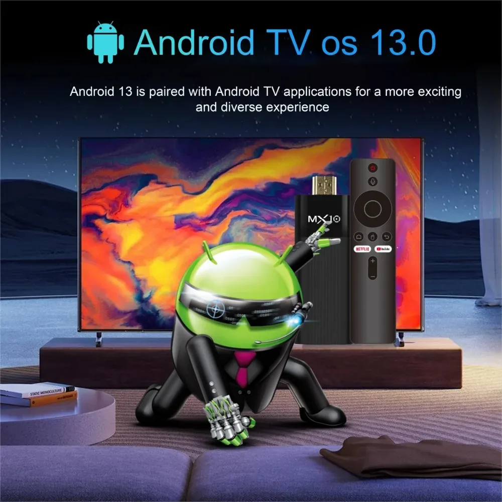 2025 MX10-F3 عصا جديدة Android13.0 2GB 16GB Allwinner H313 سعر جيد Mini Wifi BT 1080P 4K TV 2G + 16G صندوق عصا التلفاز