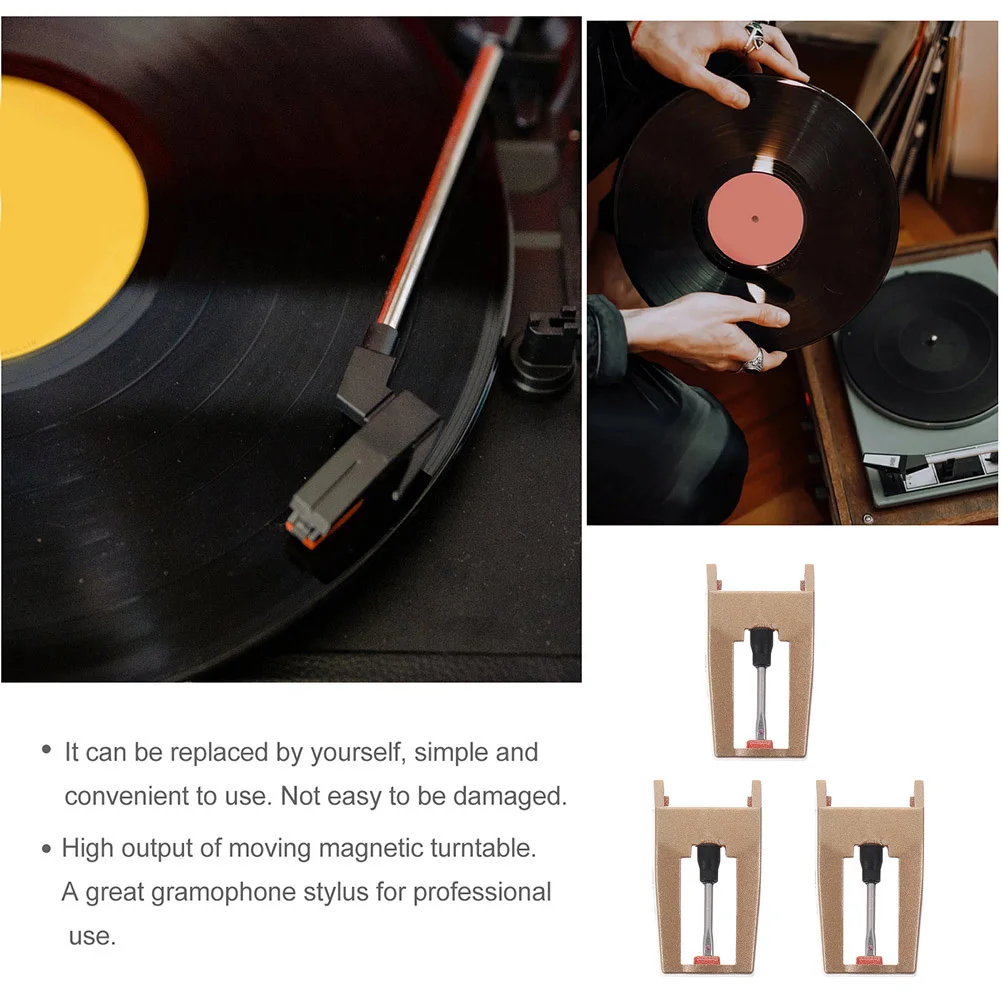 

3pcs Replacement Record Player Needles Turntable Stylus For Vinyl Records Wear-Resistant Lightweight Vintage Turntable Needle