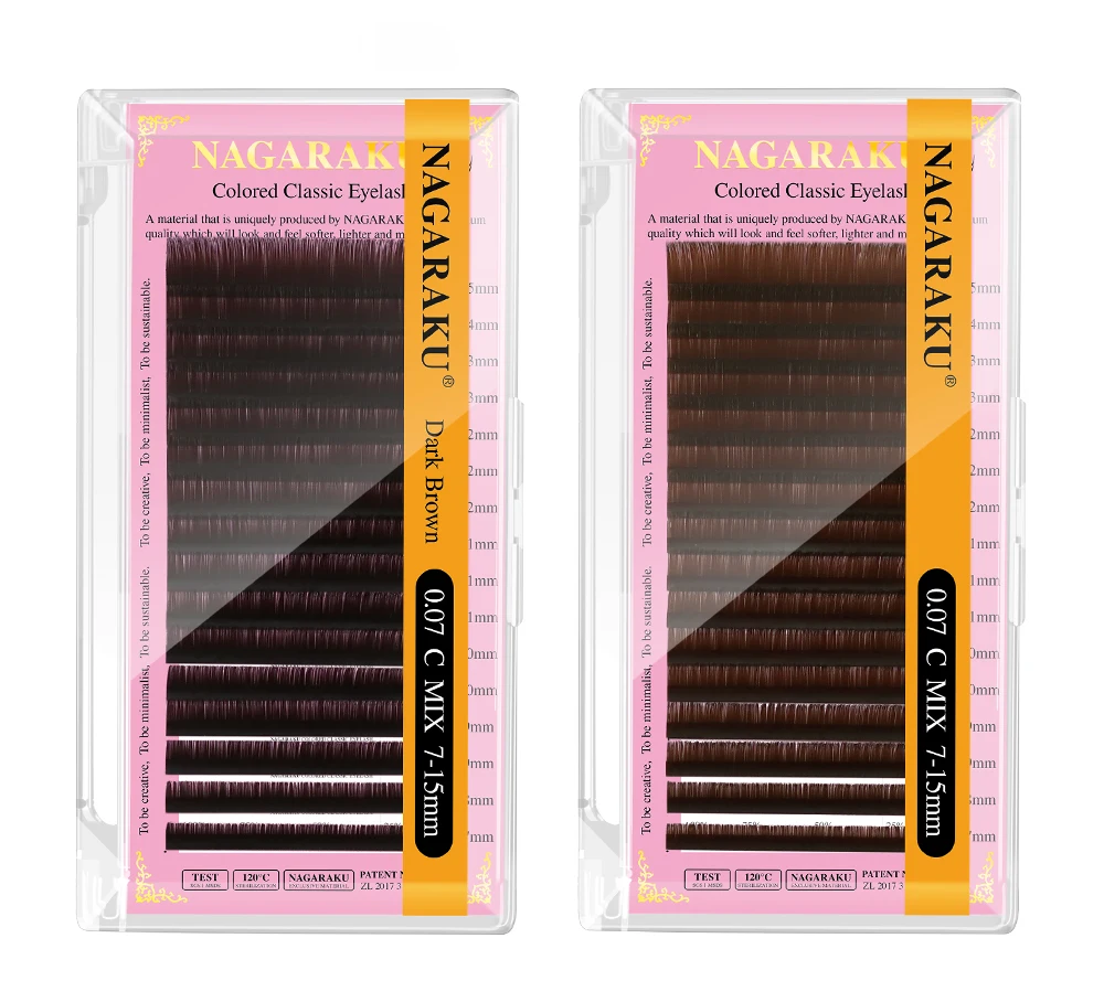 NAGARAKU Braune Wimpern Einzelwimpern-Make-up 16 Reihen Braune Farbe Hochwertig Super Weich Natürlich Synthetisches Nerzhaar – Detail 2