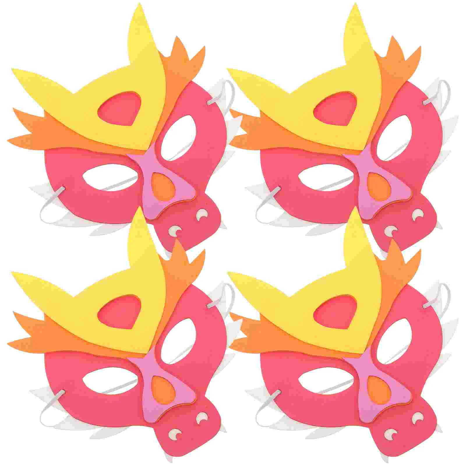 

4 Pcs Props Children's Year of The Dragon Mask Silk Eye Eva Paintable Animal for Party