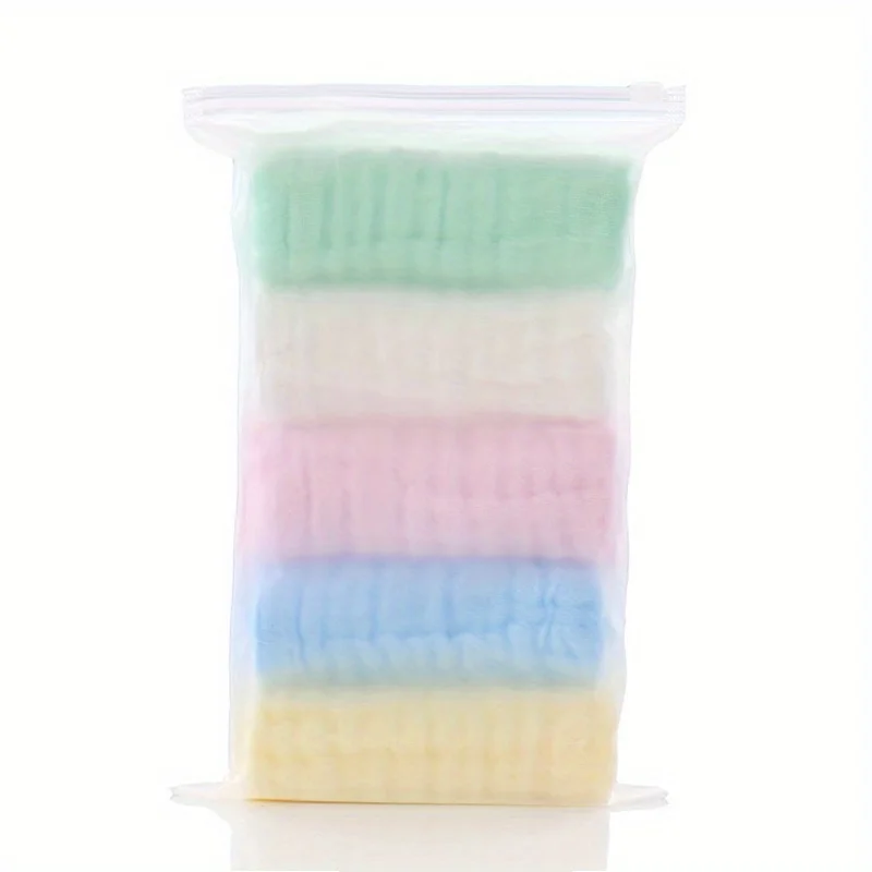 5 Pieces of Six Layers of Pure Cotton Pure Color Gauze Square Towel Saliva Towel 25*25cm