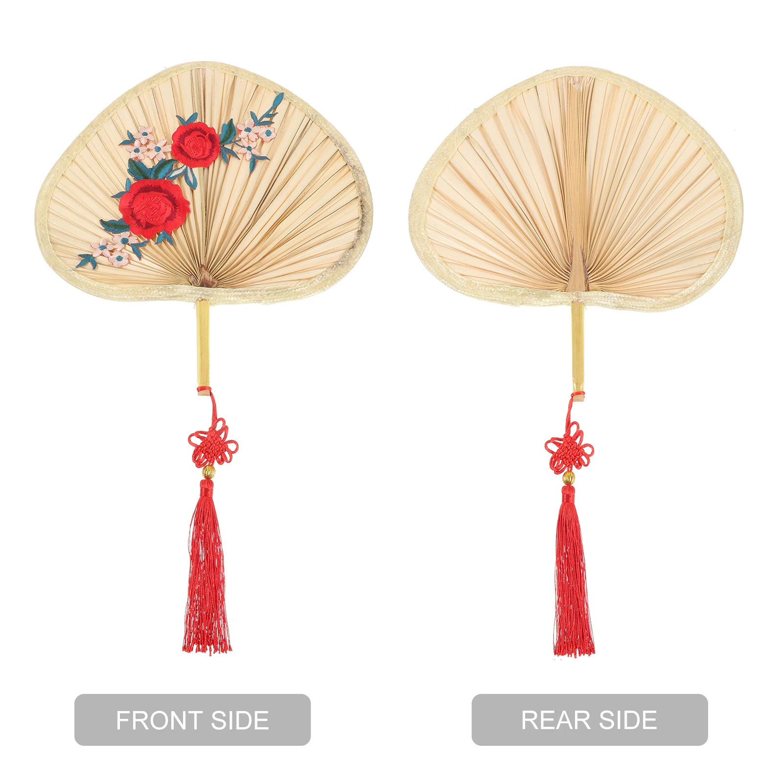 

Palm Leaf Hand Fan Chinese Style Handwoven Plum Blossom Pattern Natural Cooling Fan for Summer Home Decoration