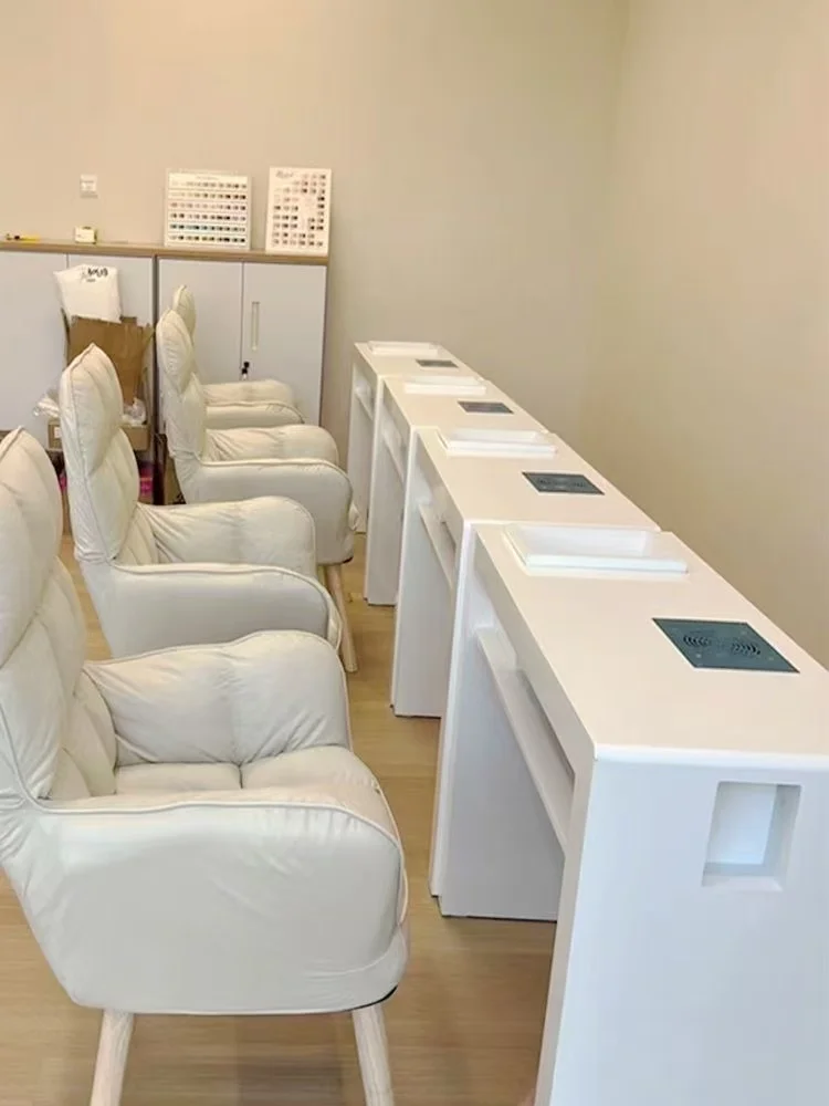 &c Nail Art Table Net Manicure Table Painted Single Double groove Storage Box Embedded Vacuum Cleaner Simple Japanese Nail Salon
