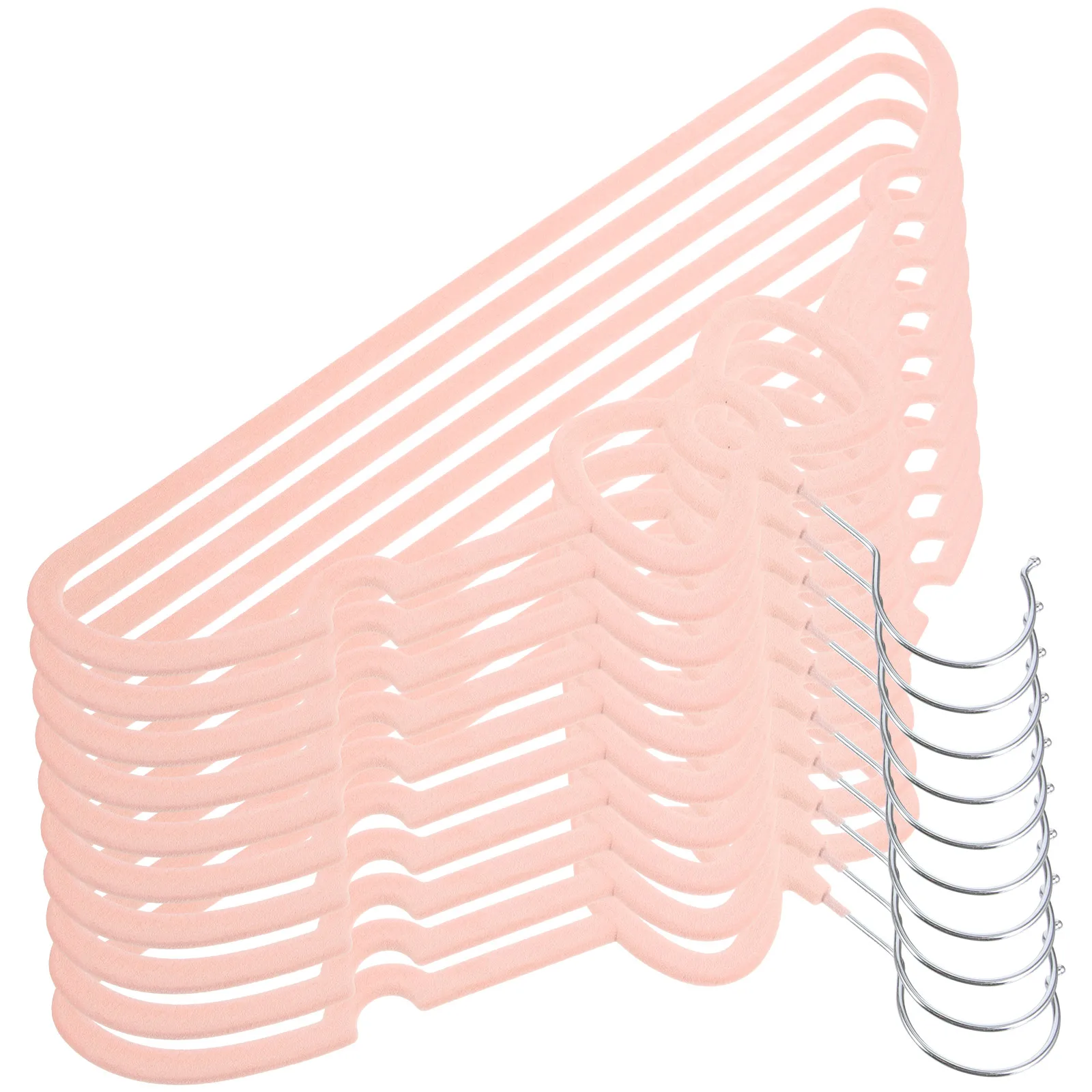 

10 Pcs Flocking Hanger Clothes Hangers Closet Fold for Dress Bow Clothing Travel Adult
