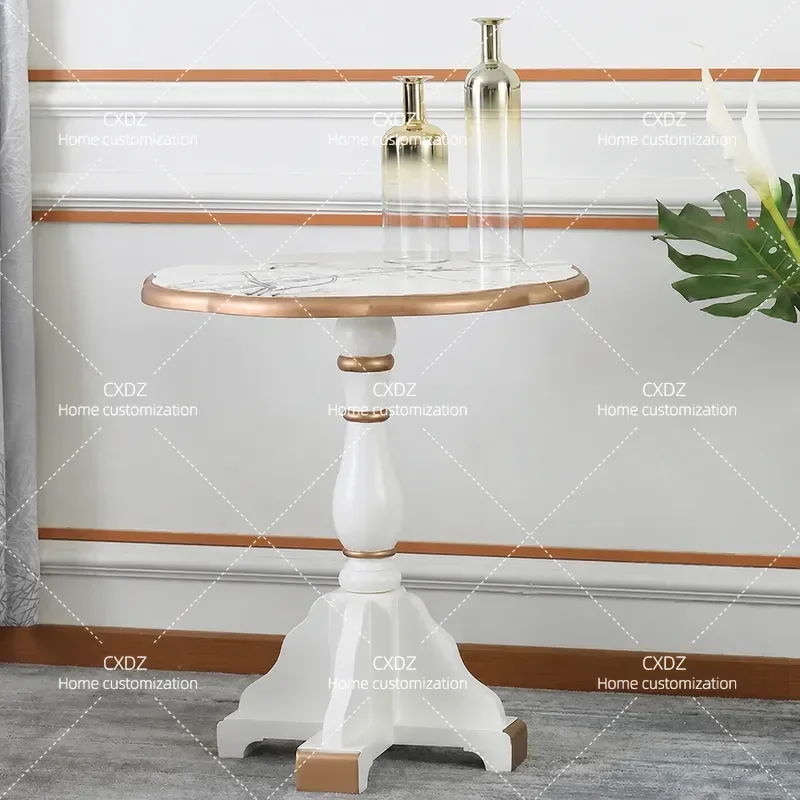 Light Luxury Small Coffee Table Hand Painted Flower and Bird Pattern Corner Side Table for Living Room Decorative Leisure