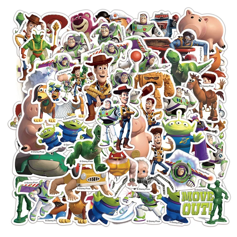 50 PCS Disney Cartoon Cute Toy Story Cool Stickers For Holiday Party Gifts Skateboard Laptop Cup Helmet DIY Decoration Stickers