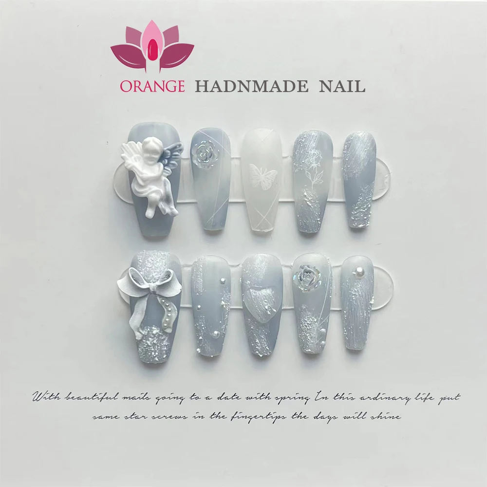 Handmade Japanese Nails Set Press On Professional Decoration Nail Art Manicuree Wearable Artificial False Nails With Designed