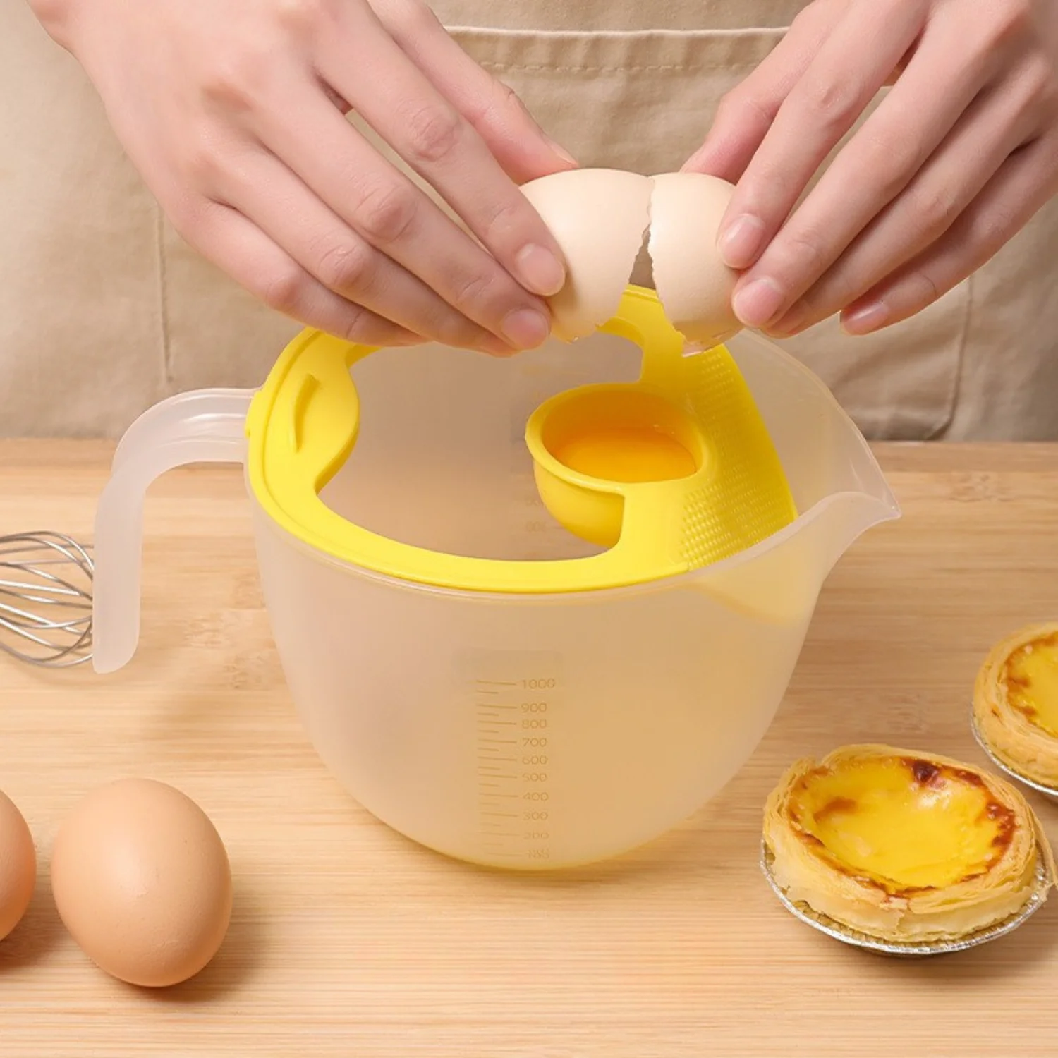 Handcrafted Plastic Mixing Bowl Set with Yolk Separator, Cup & Lid - Ideal for Christmas Baking Mixing bowl Ice cream bowl Bowl