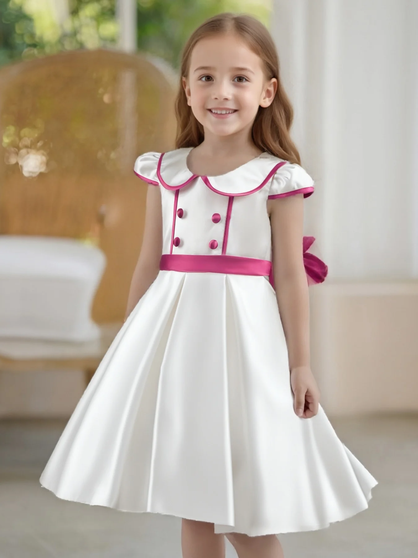 

Elegant Kids Girl's Party Dress White Flower Girl Dress for Wedding Party Tutu Birthday Dress for Girl of 3-10 Years Old