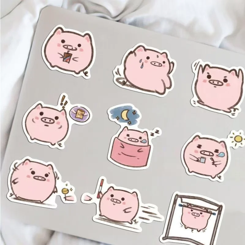 10/25/40PCS Cute Pink Pig Cartoon Stickers Animal Decoration Suitcase Scrapbooking Phone Laptop Stationery Funny Kid Toy Sticker