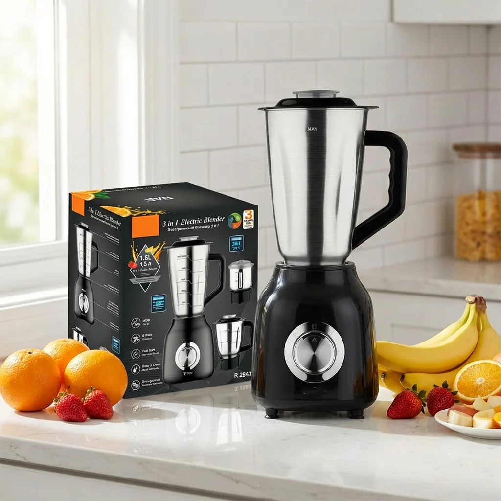 Electric Mixer Blender Low Noise Custom Professional 3 1 Multifunctional Fruit Juicer for Cooking Household Hotel Use Stainless