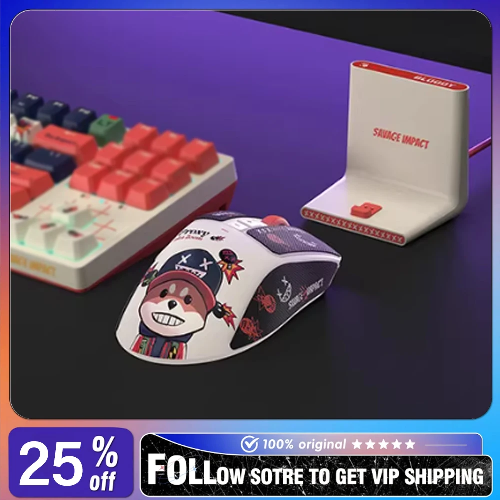 Bloody X Savage Impact R73QPro Wireless E-sports Mouse Lightweight Design PAW3395 80h Ultra Long Battery Life Gaming Mouse