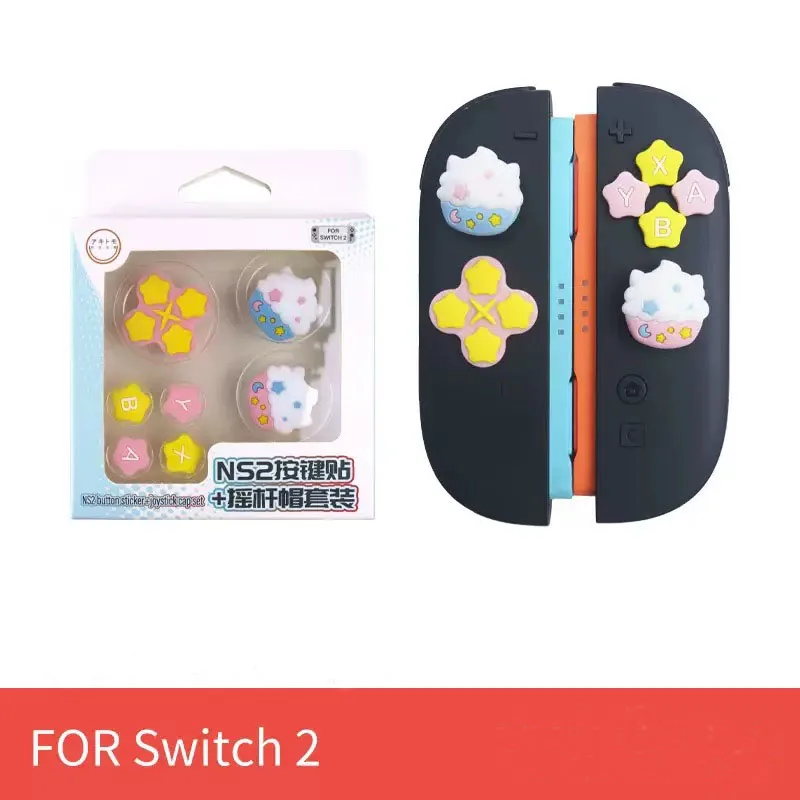 Silicone Soft D-pad Joystick Cross Button ABXY Key Sticker Skin Case For Switch 2 Joy-con Thumb Stick Grip Cap Cover