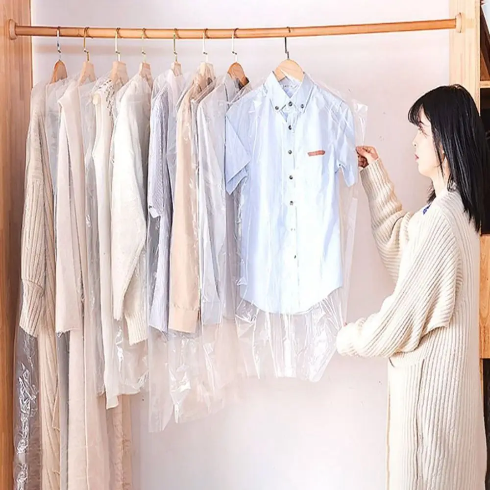 

10Pcs Clothes Dust Cover Clear Garment Bag Garment Covers Waterproof Garment Bags Wardrobe Hanging Clothing Coat Dust Cover
