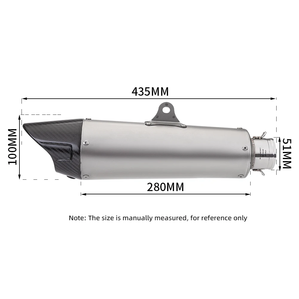 Carbon Fiber Motorcycle Exhaust Muffler, Universal 51mm Inlet Slip-On With DB Killer, Racing Style Pipe For Street And Off-Road