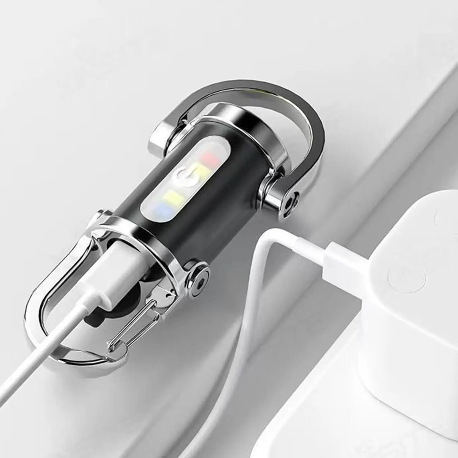 Mini USB Rechargeable LED Flashlight Keychain Portable Waterproof Camping Pocket Lamp Keyring Hanging Light Outdoor Gear