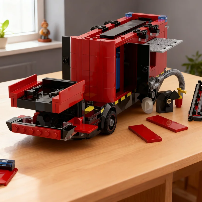 491pcs MOC Airport Fire Department Utility Support Fire Truck Model Building Blocks Christmas Gift Toy Architecture Creative 3D