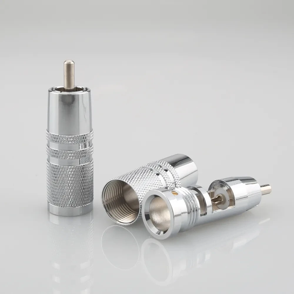 Audiocrast OR11R 4 قطعة مطلي بالروديوم سدادة RCA 8 مللي متر كابل الصوت فونو النحاس موصل HiFi