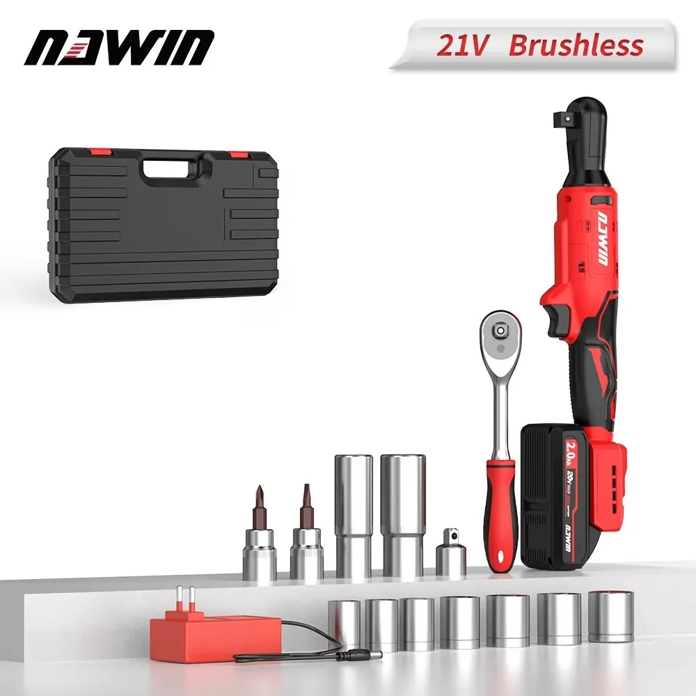 21V Cordless Impact Wrench 3/8 Inch Electric Ratchet Wrench 2 Battery 4.0Ah Rechargeable Power Tool for Auto Repair