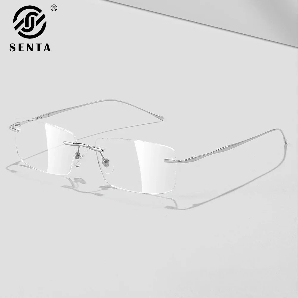 Pure Titanium Glasses Anti Blue Light Men\'s Eyeglasses Frames Luxury Brands Rimless Glasses Women Pure Titanium Computer Lenses