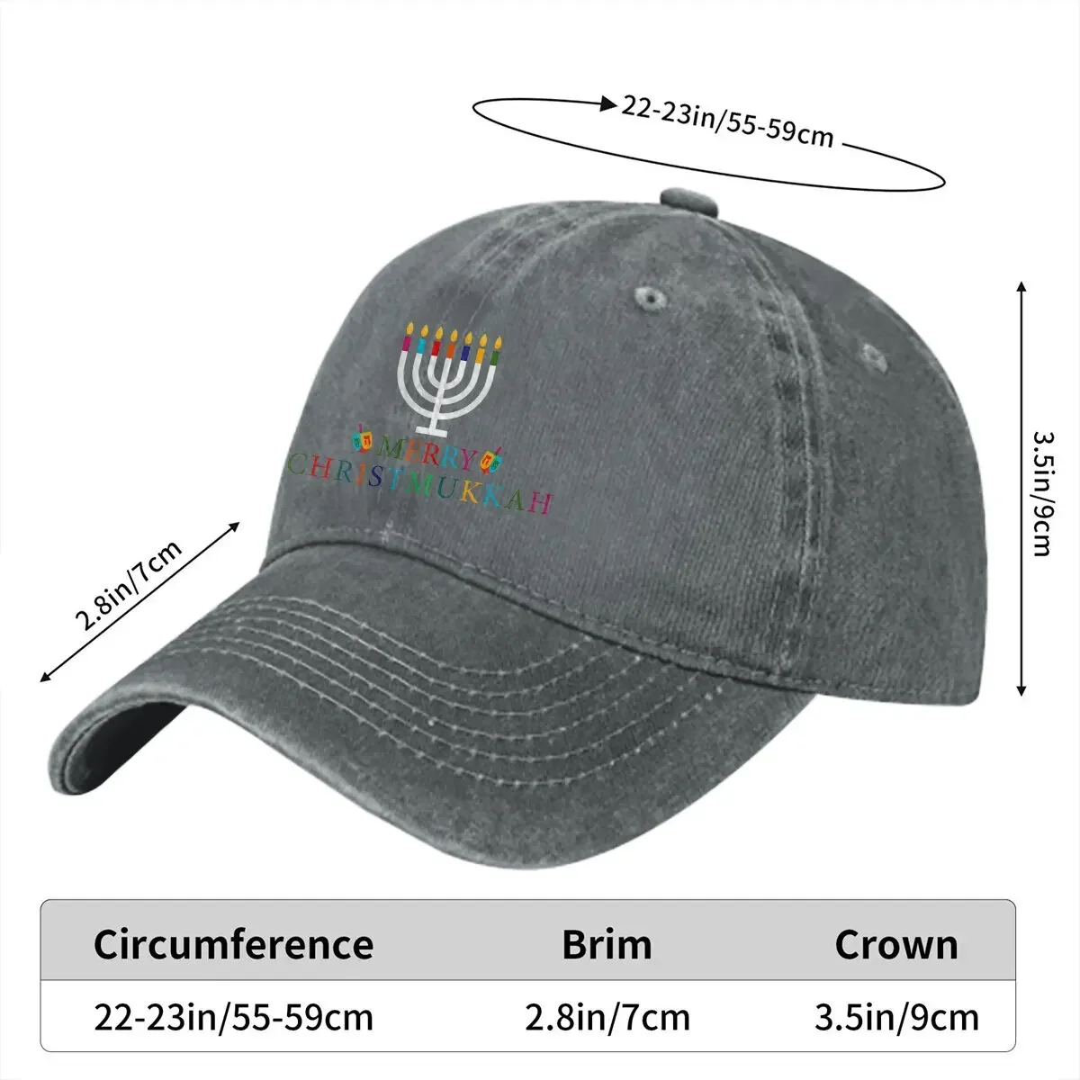 Happy Hanukkah Pattern Multicolor Hat Peaked Women's Cap Dreidel Menorah Christmas Personalized Visor Protection Hats