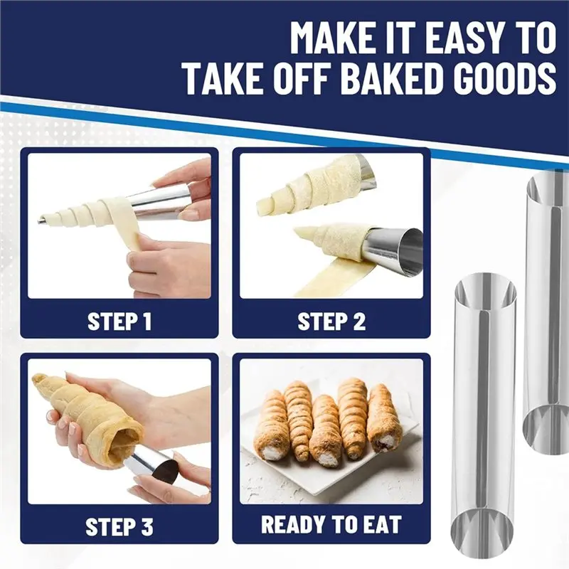Cream Horn Molds For Baking,Cannoli Tubes Molds,Stainless Steel 16Pcs Cone Shaped And 12Pcs Tubular Shaped Cannoli Forms-VVBC