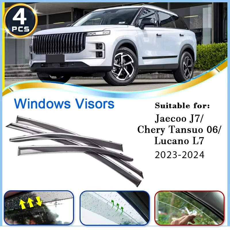 Car Window Visors For Jaecoo J7 Chery Tansuo Explore 06 2023 2024 4x Awnings Sun Rain Deflector Shelters Shade Guard Accessories