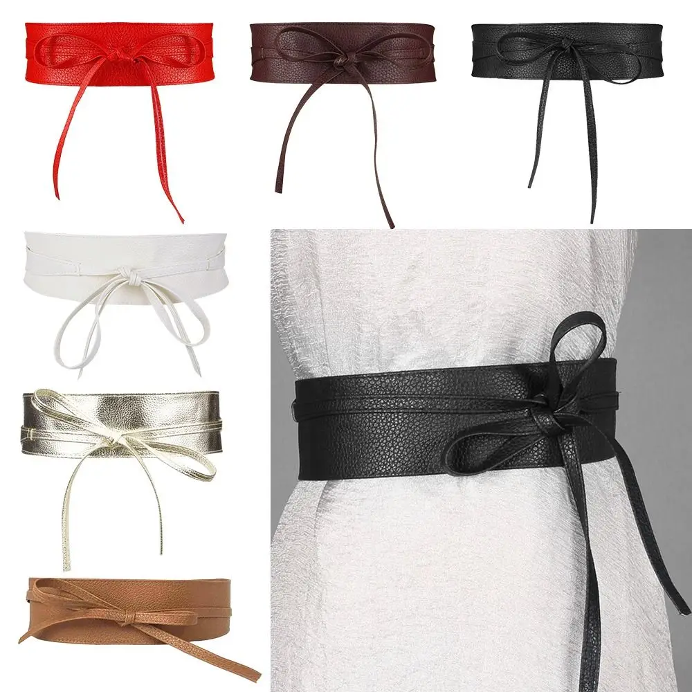 Luxury Simple Wrap Slim Fit Corset Waistband Leather Belt Wide Waist Band Ladies Dress Cummerbands