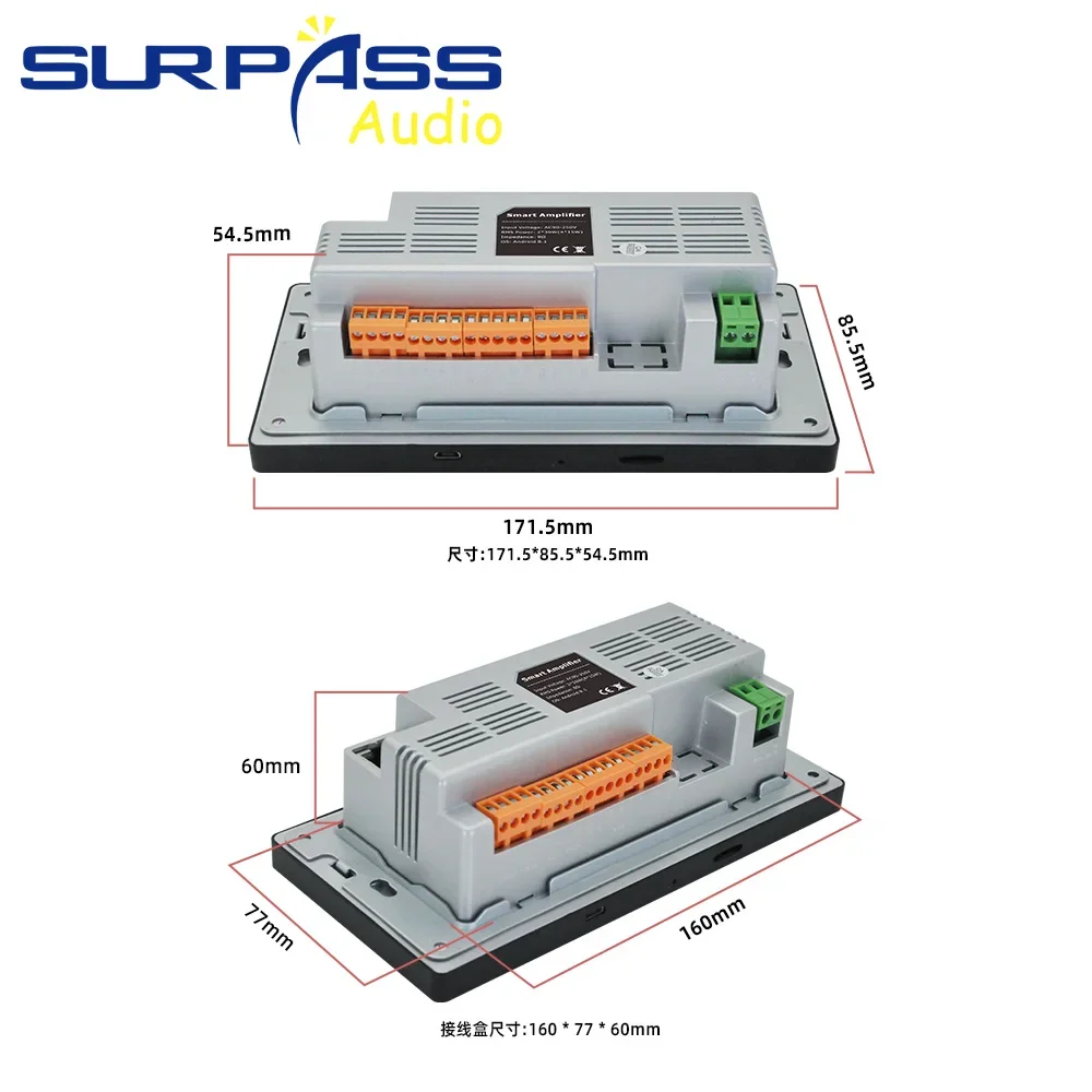 Inteligentny domowy wzmacniacz Wi-Fi z systemem Android 8,1 i 5,5-calowym panelem dotykowym HD, moc 30 W, systemem muzyczny w pomieszczeniu z certyfikatem CE RS485