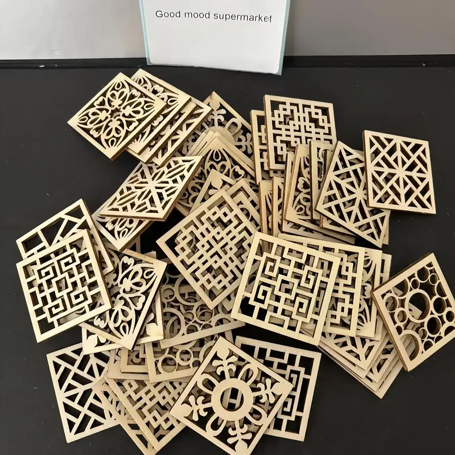 1/5/10/20/50/100pcs square wooden cutouts for home decor, wood crafts, creative wall decor for family gatherings, rustic vintage