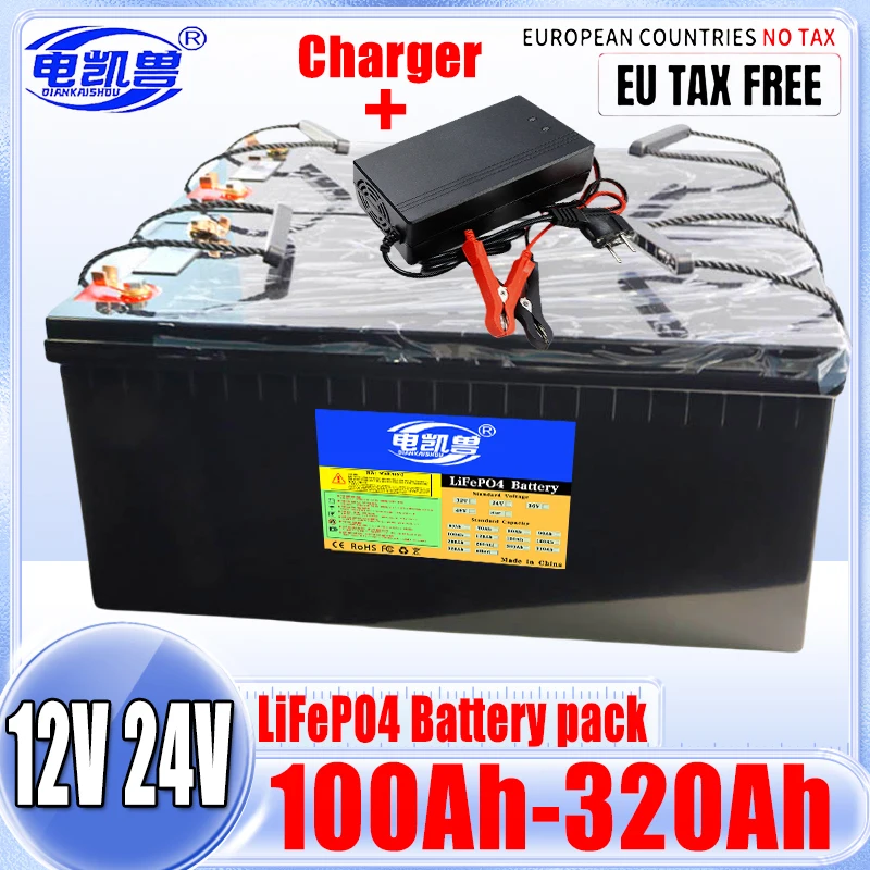 24v 12v 100ah 200ah 320ah LiFePo4 batteria integrata BMS celle al litio ferro fosfato per campeggio all\'aperto carrello da Golf accumulo solare